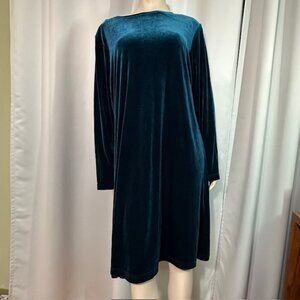 Susan Graver Teal Velvet knit dress XL NWT